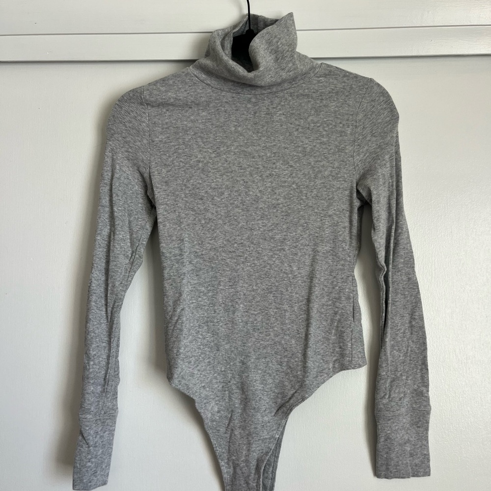 Aerie Gray Turtleneck Bodysuit